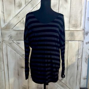 Striped Dark Gray and Black long sleeved Maternity top